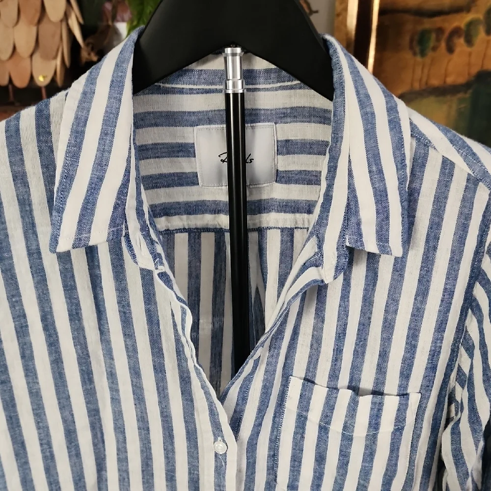Rails Blue and White Striped Charli Boho Casual Shirt - Picture 3 of 13